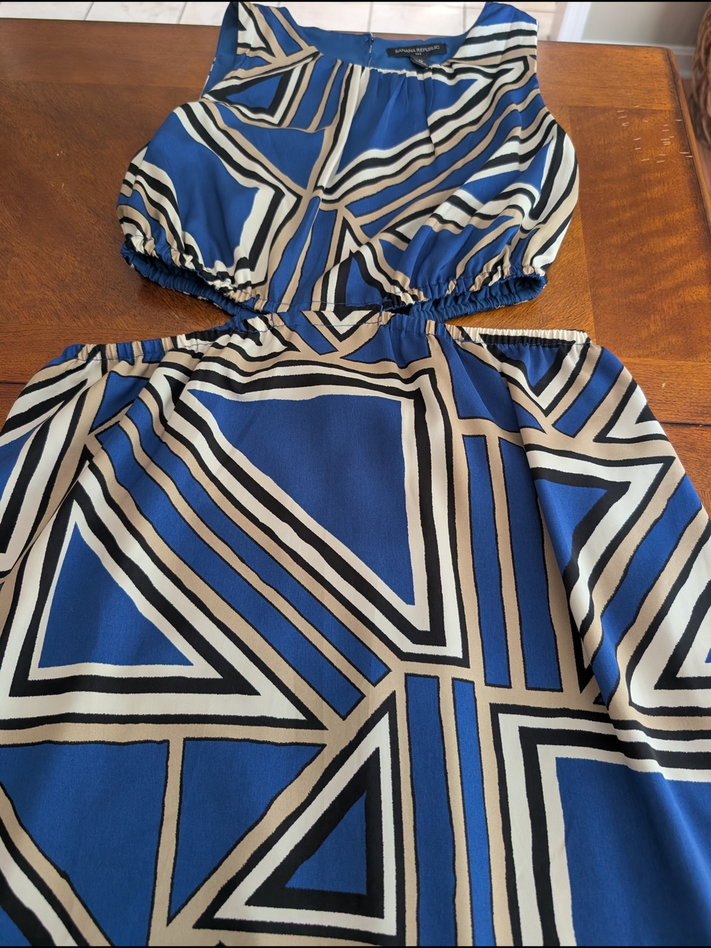 Banana Republic Factory Blue Geometric Cutout Dress